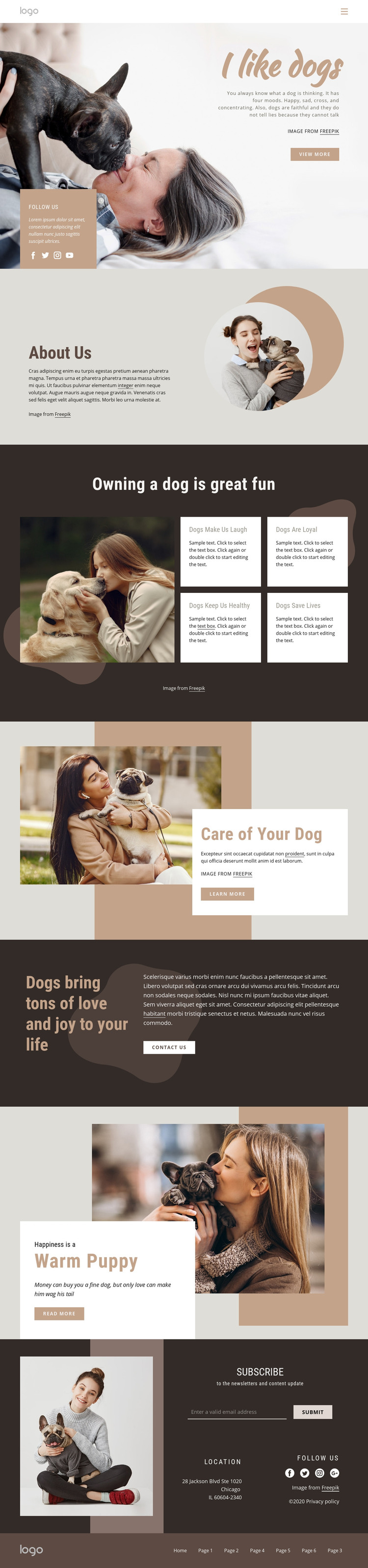 All about dogs Homepage Design