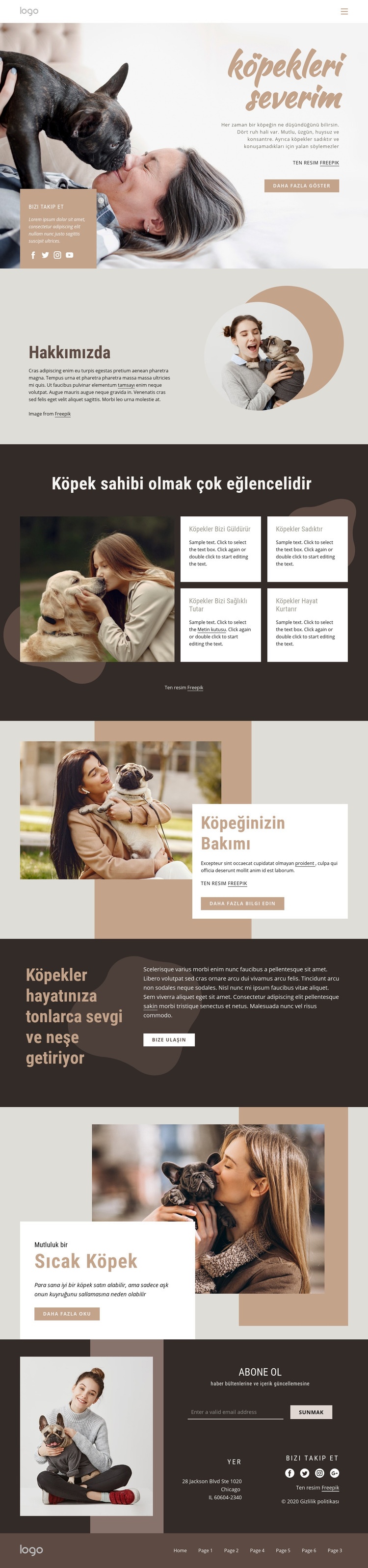 Köpekler hakkında her şey Web Sitesi Mockup'ı