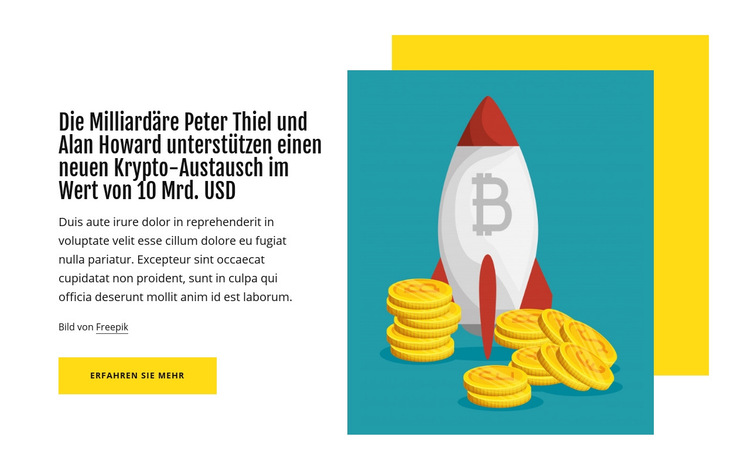 Bitcoin, Ethereum, Krypto-Nachrichten Website-Vorlage