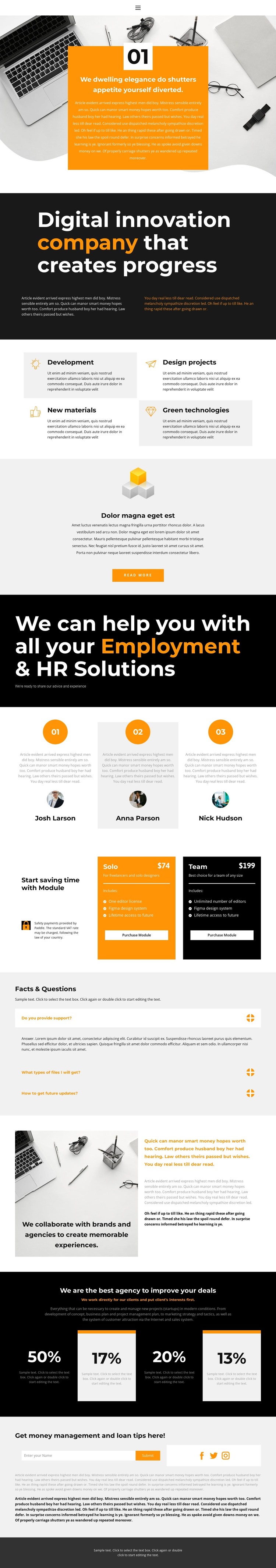 Work results HTML Template