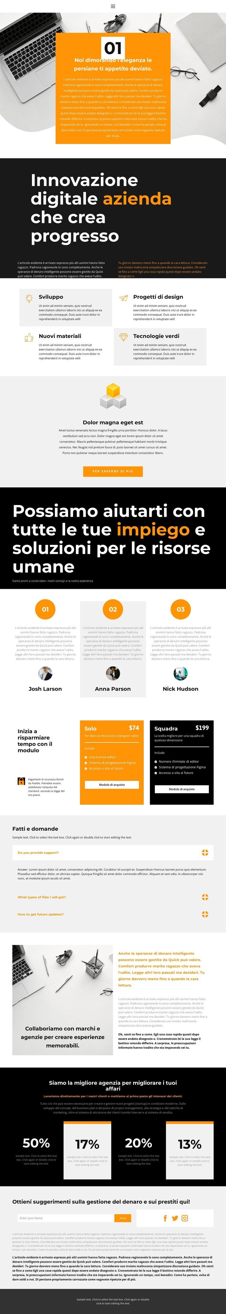 Risultati del lavoro Costruttore di siti web HTML