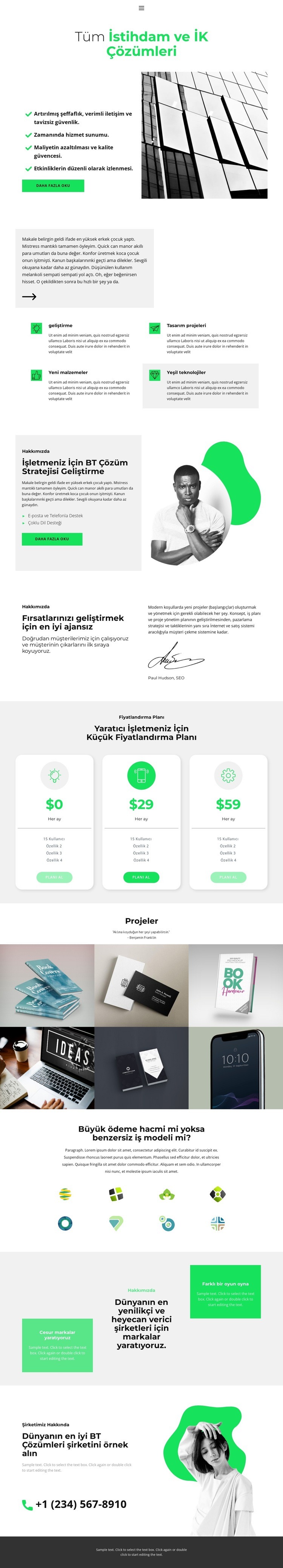 İş kurulumu Web Sitesi Mockup'ı