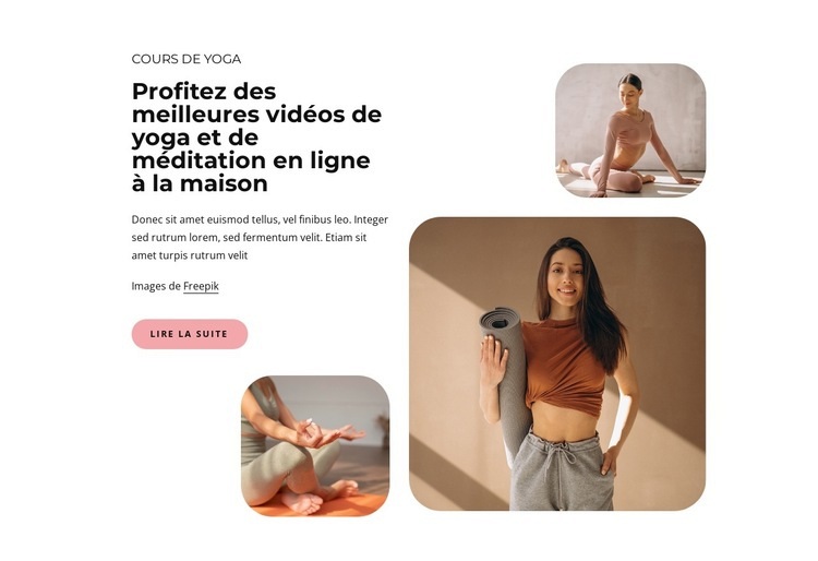 Cours de yoga en ligne de qualité Maquette de site Web