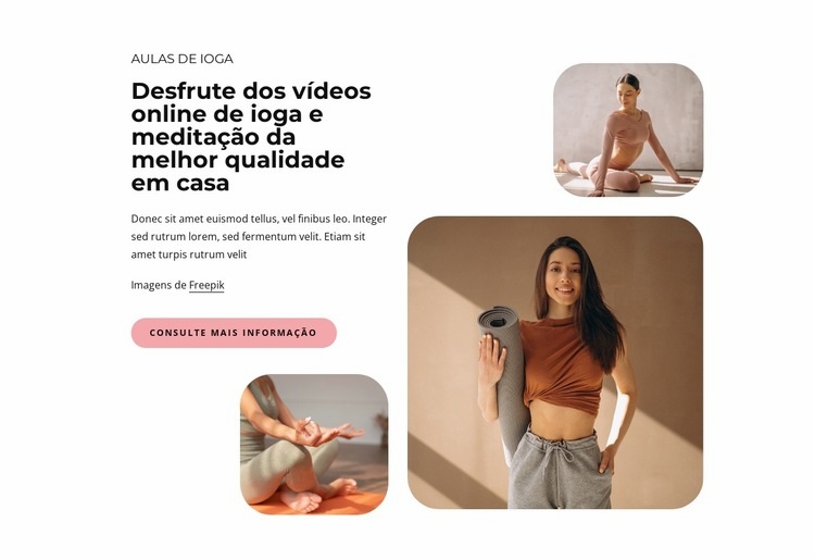 Aulas de yoga online de qualidade Maquete do site