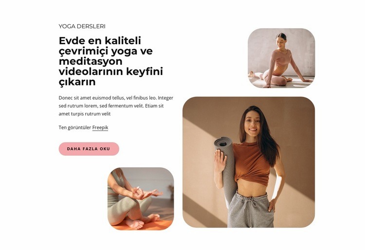 Kaliteli çevrimiçi yoga dersleri Bir Sayfa Şablonu