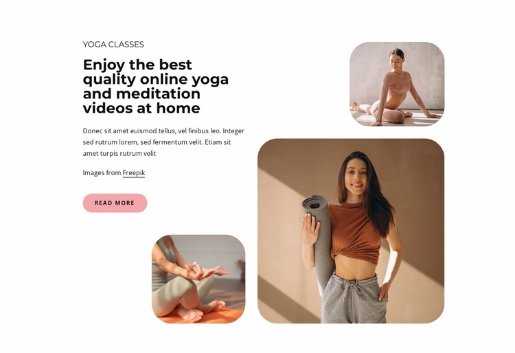 Quality online yoga classes Landing Page