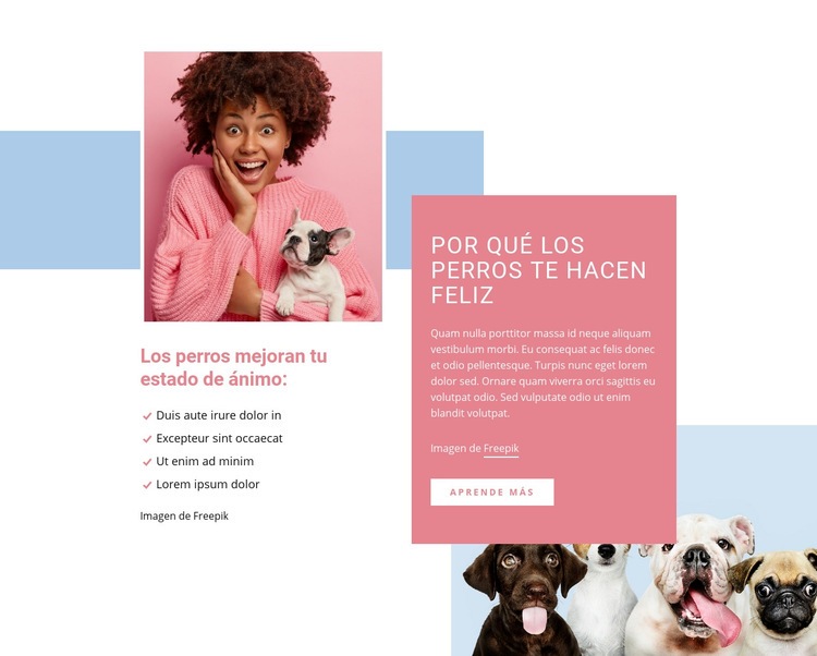 Por que los perros te hacen feliz Maqueta de sitio web