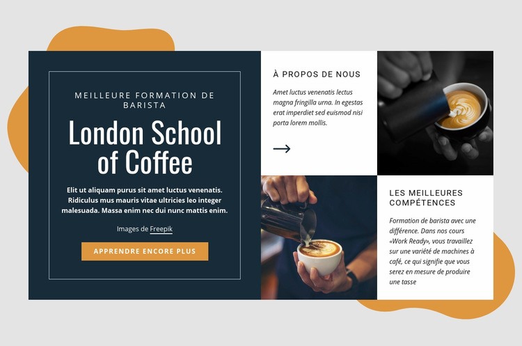 École de café de Londres Conception de site Web