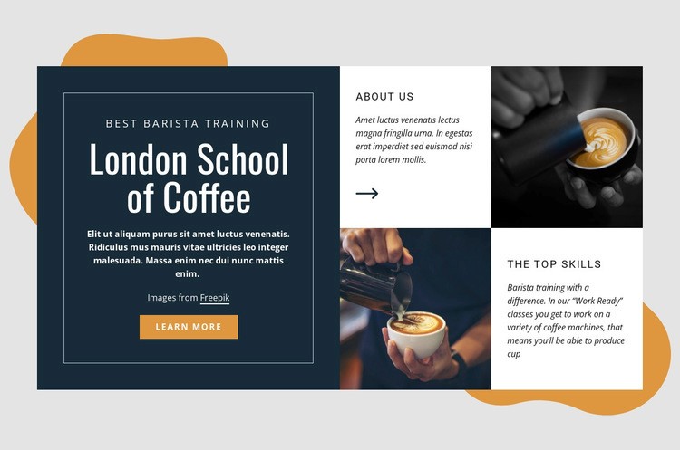 Londoni kávéiskola Html Weboldal készítő