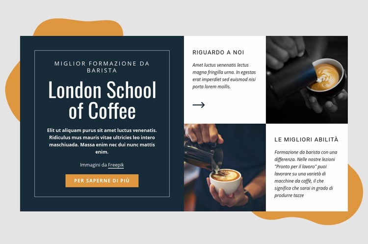 Scuola di caffè di Londra Mockup del sito web