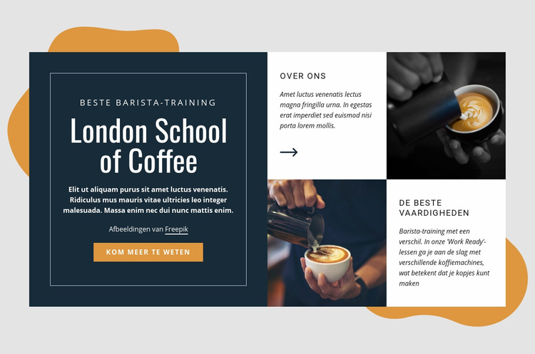 Londense koffieschool Website mockup