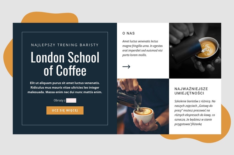 Londyńska szkoła kawy Makieta strony internetowej