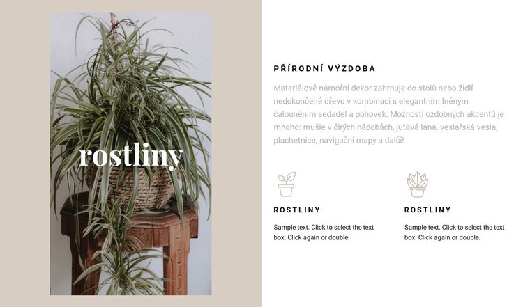 Rostliny a přírodní detaily Šablona HTML