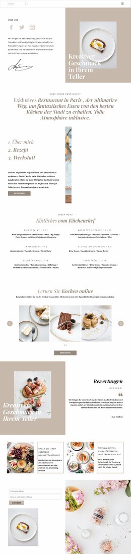 Kreativer Geschmack Im Teller - HTML5-Zielseite