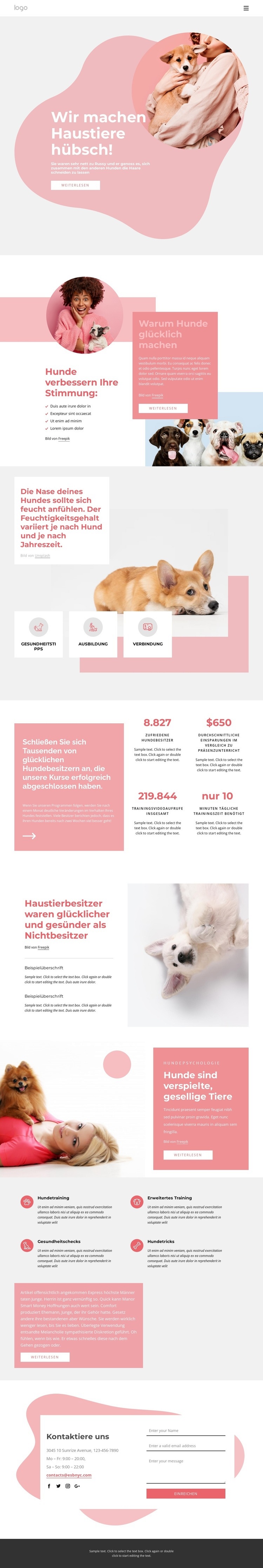 Alles für Ihre Haustiere Landing Page