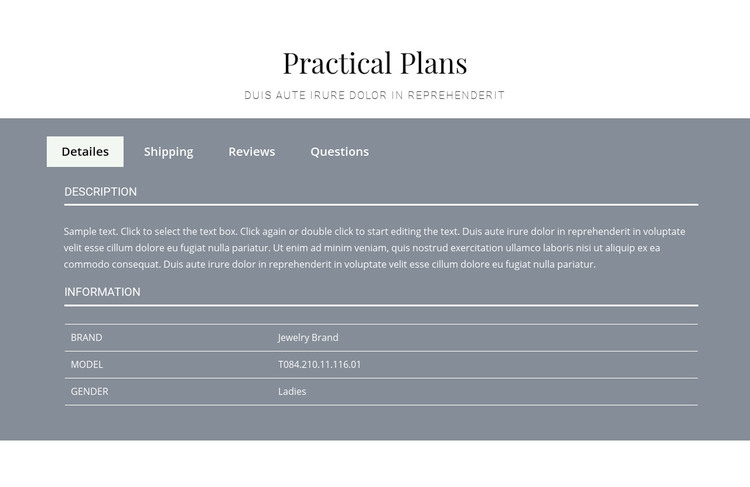 Practical plans Elementor Template Alternative