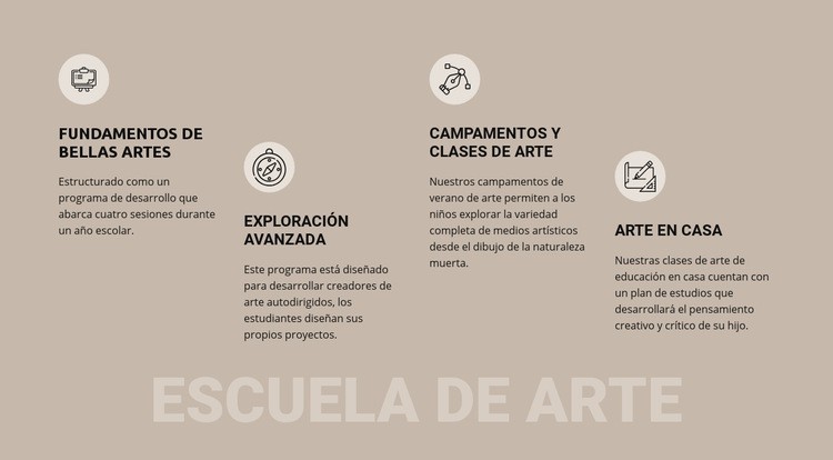 Educación en la escuela de arte Maqueta de sitio web