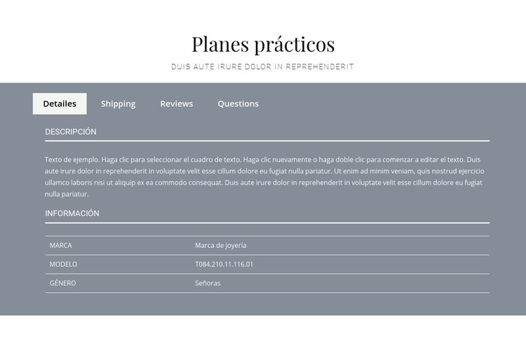 Planes practicos Plantilla HTML5