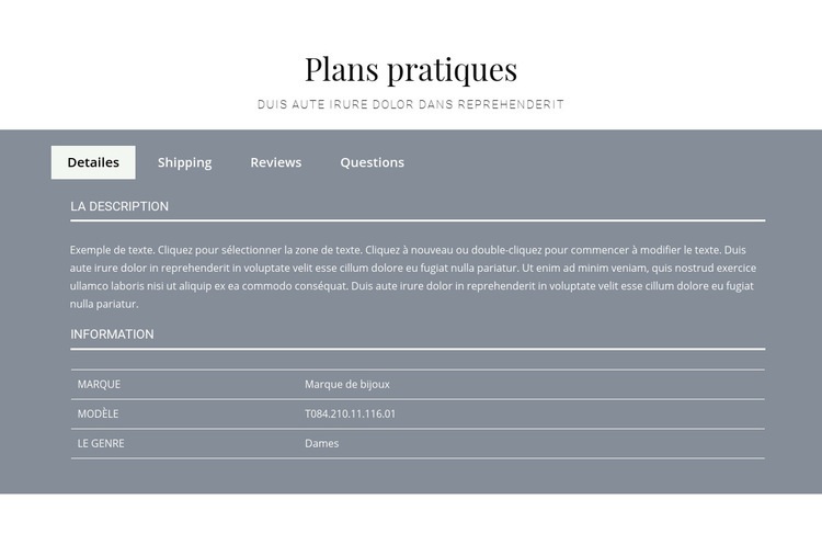 Plans pratiques Modèle CSS