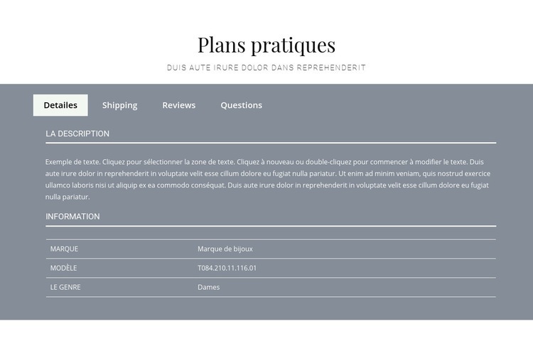Plans pratiques Thème WordPress
