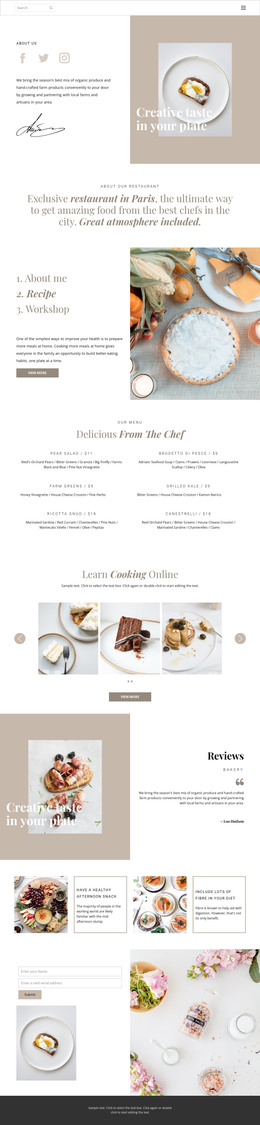 Recipes and cook lessons - HTML Template by Nicepage