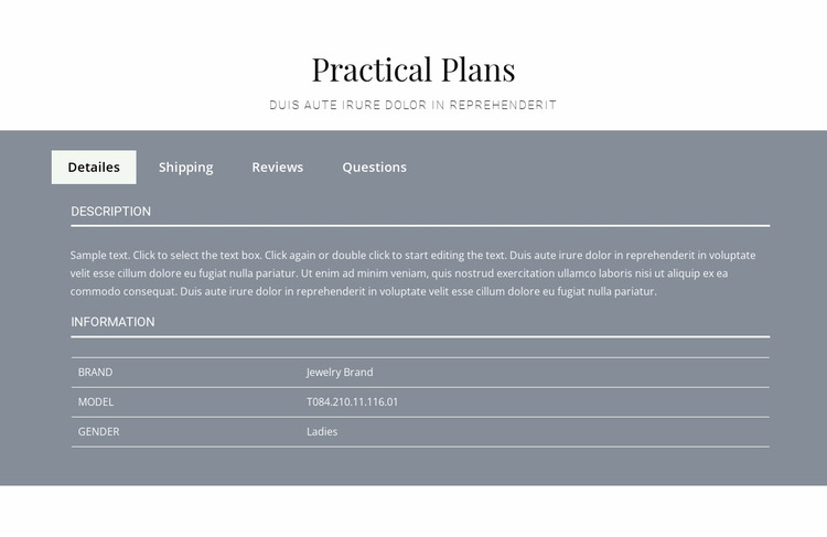 Practical plans Html Website Builder