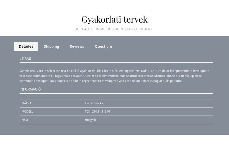 Gyakorlati tervek Weboldal sablon