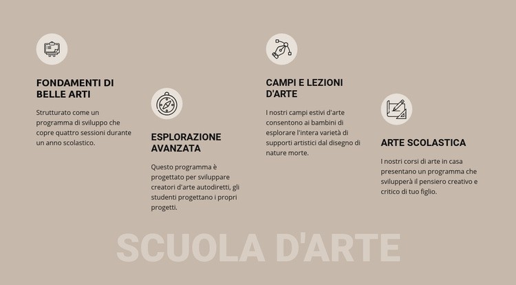 Educazione alla scuola d'arte Costruttore di siti web HTML