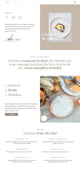 Creative Taste In Plate - One Page Template Inspiration