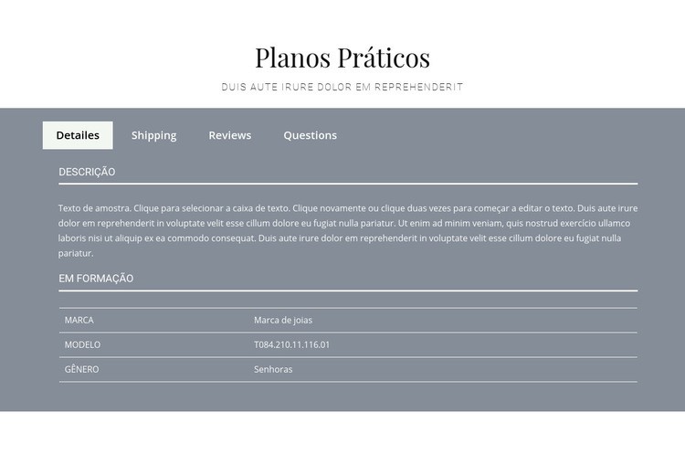 Planos práticos Modelos de construtor de sites