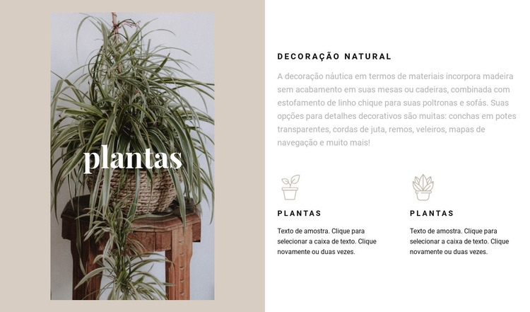 Plantas e detalhes naturais Modelo de site