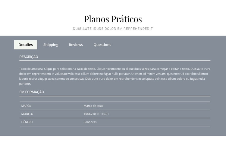 Planos práticos Modelo de uma página