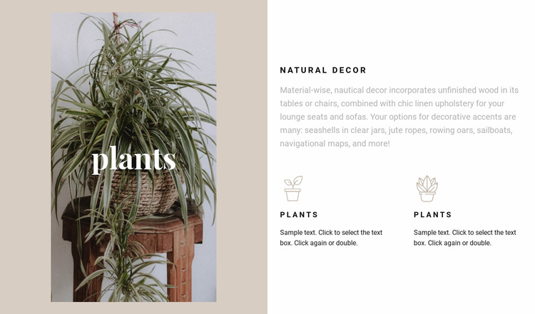 Plants and natural details Website Design