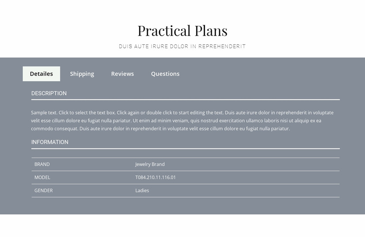 Practical plans eCommerce Template