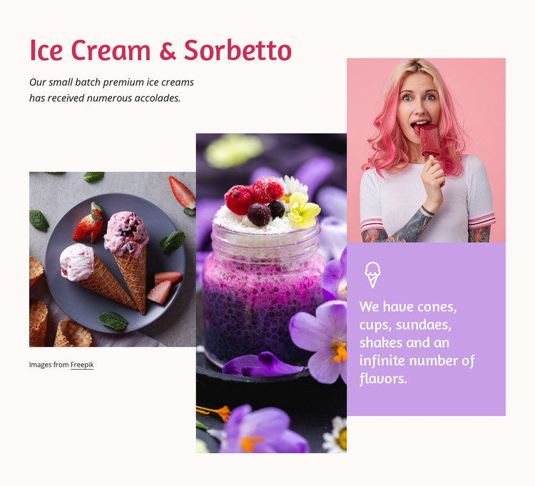 Ice cream and sorbetto Homepage Design
