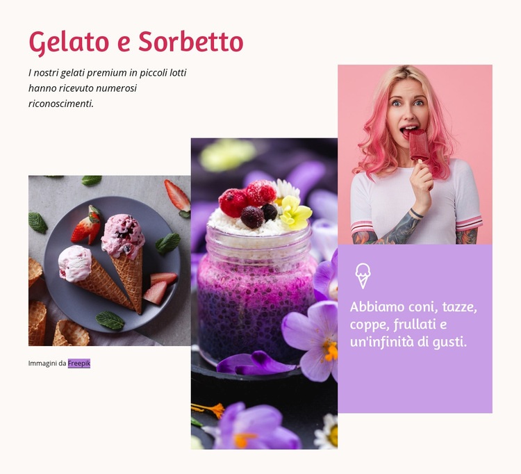 Gelato e sorbetto Mockup del sito web