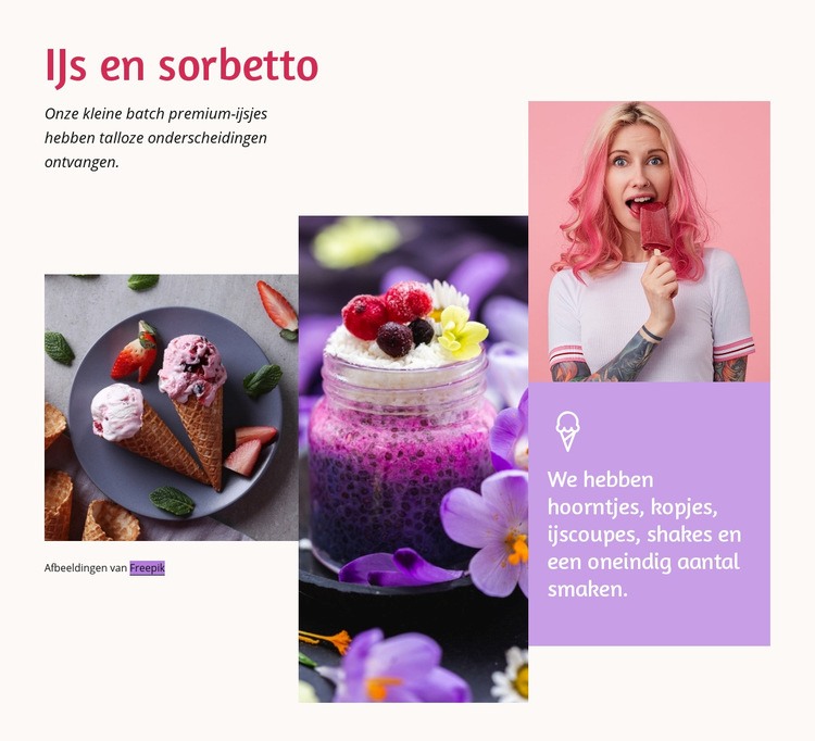 IJs en sorbetto Website Builder-sjablonen