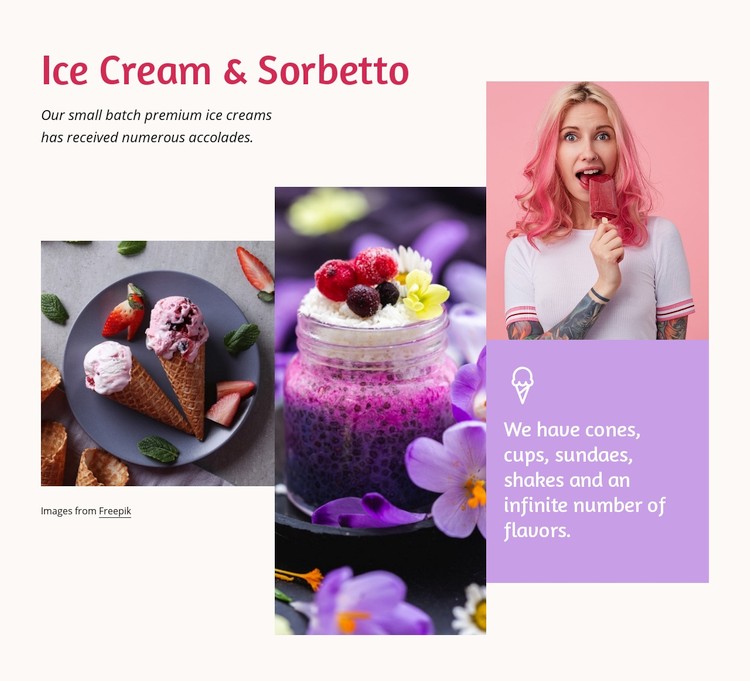 Ice cream and sorbetto Webflow Template Alternative