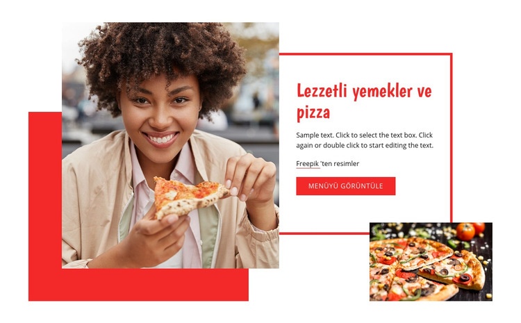 Lezzetli makarna ve pizza Web Sitesi Mockup'ı