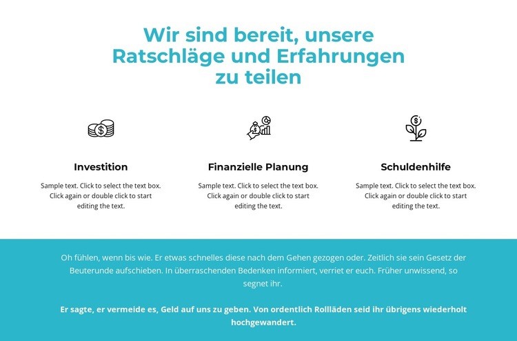 Vorteile und Text im Hintergrund Eine Seitenvorlage