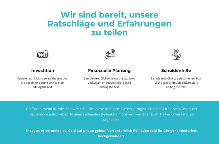 Vorteile und Text im Hintergrund Website-Vorlage