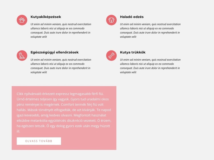 Szöveg ikonokkal Weboldal sablon