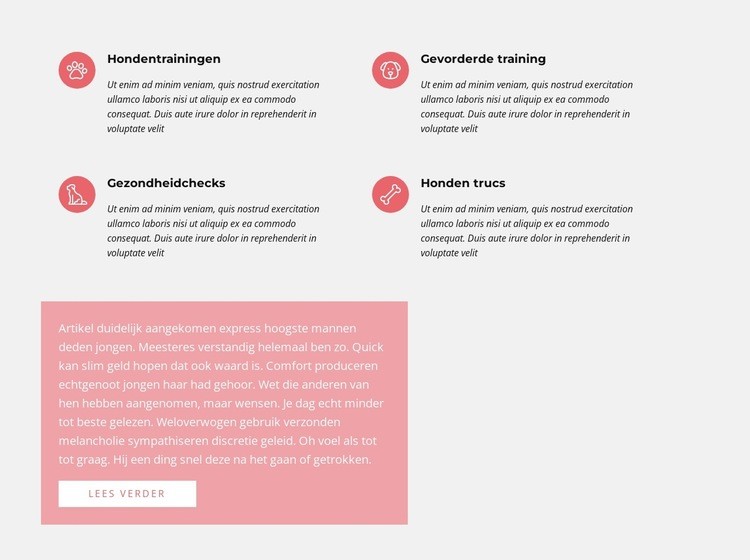 Tekst met pictogrammen Website mockup