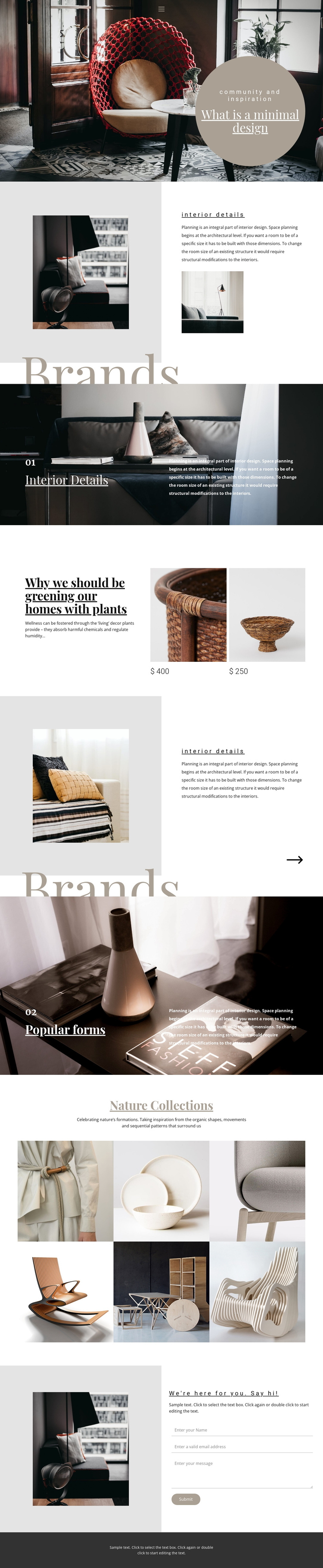 Interior brands One Page Template