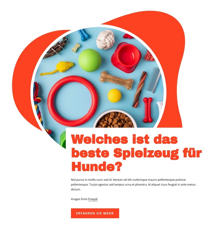 Bestes Spielzeug für Hunde Website-Vorlage