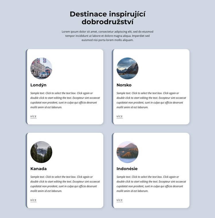 Destinace inspirující dobrodružství Šablona CSS