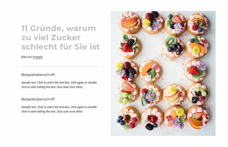 Die süße Gefahr des Zuckers Website Builder-Vorlagen