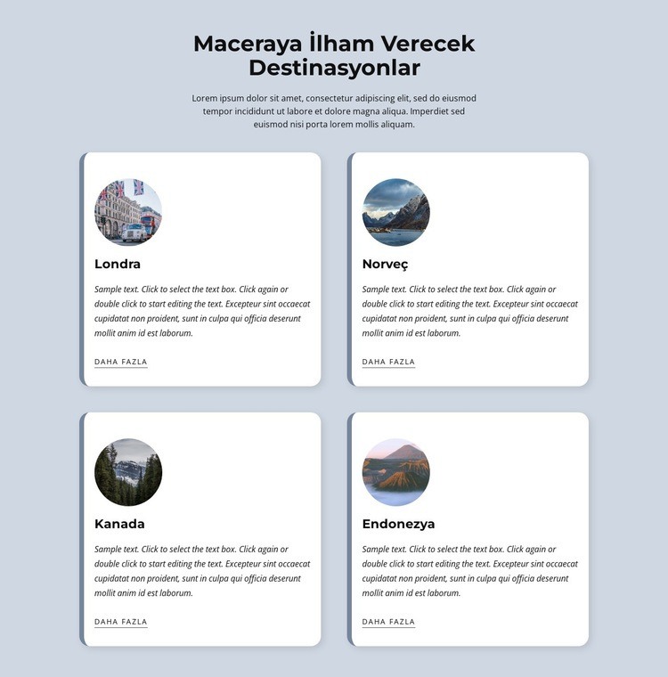 Maceraya ilham verecek destinasyonlar Web Sitesi Mockup'ı