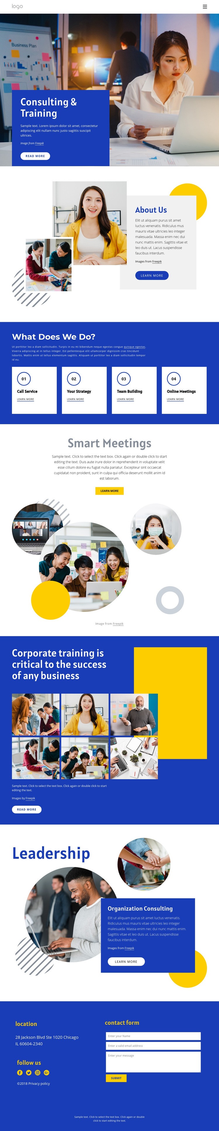 Consulting and training Web Page Design