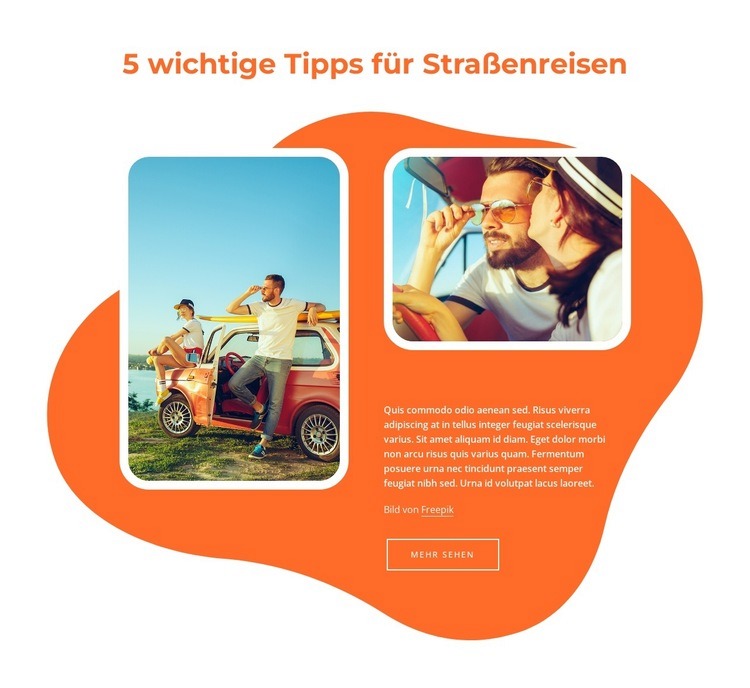 Planen Sie einen epischen Roadtrip HTML Website Builder